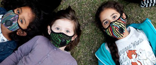 Children wearing masks