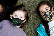Children wearing masks