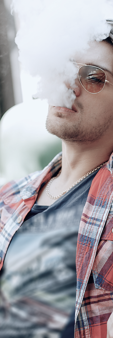 Person exhaling vapor