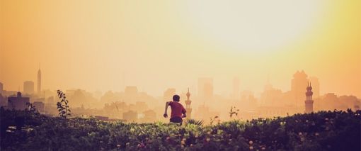 Man running in the city