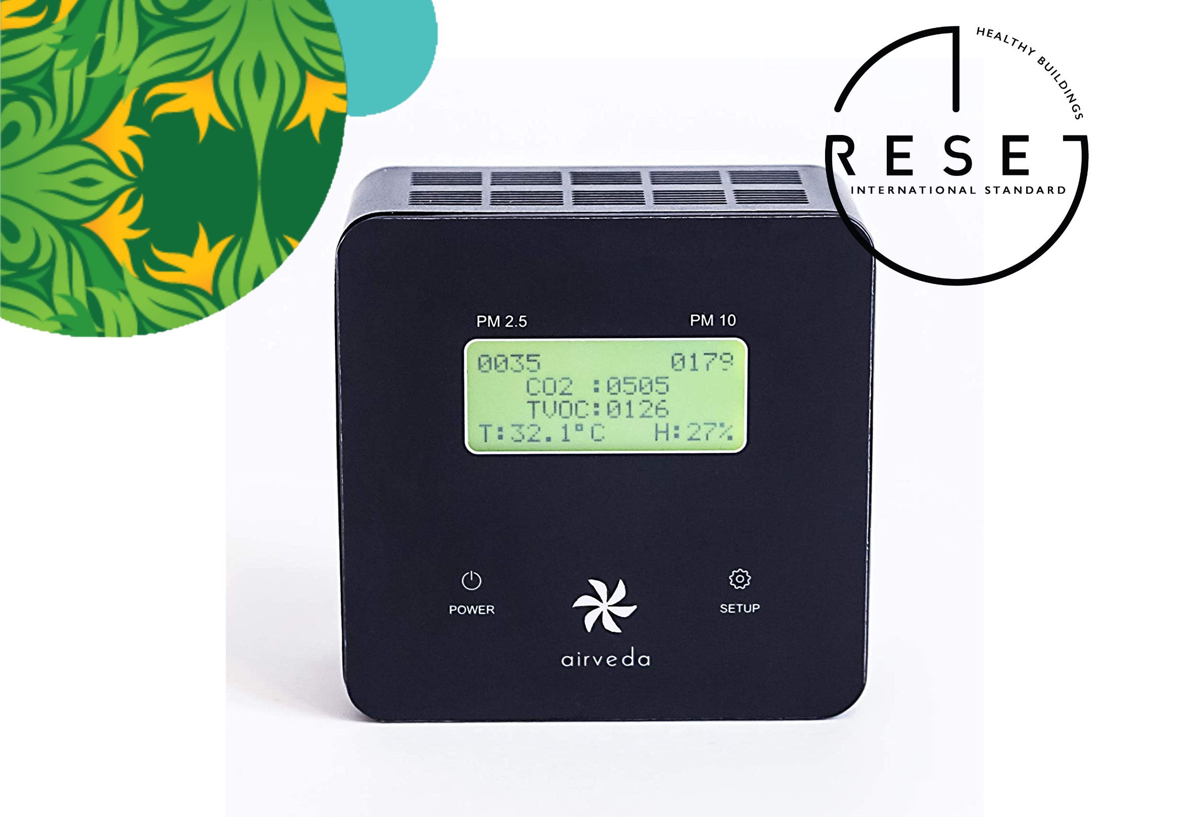 RESET certified Airveda PM2.5, PM10, CO2, TVOC, Temp, Humidity Monitor