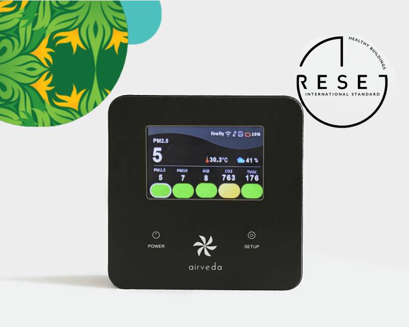 RESET certified Airveda PM2.5, PM10, CO2, TVOC, Temp, Humidity Monitor