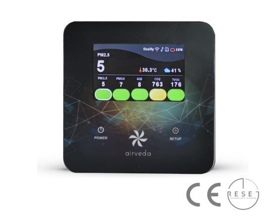 RESET certified Airveda PM2.5, PM10, CO2, TVOC, Temp, Humidity Monitor