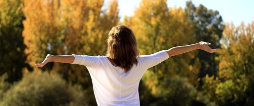 Woman breathing fresh air